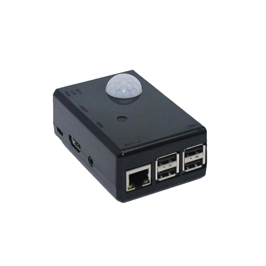 SPI-BOX Raspberry Pi Case with Mounting Points for PIR & Camera, Black