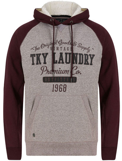 Hoodies / Sweatshirts Scripture Motif Raglan Sleeve Pullover Hoodie with Borg Lined Hood in Winetasting - Tokyo Laundry / S - Tokyo Laundry