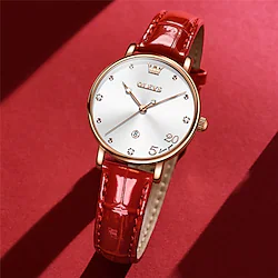 OLEVS Quartz Watch for Women Analog Quartz Stylish Fashion Creative LED Light Metal Genuine Leather Lightinthebox