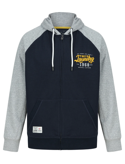 Hoodies / Sweatshirts Raggo Zip Through Raglan Sleeve Hoodie in Navy / Light Grey Marl - Tokyo Laundry / S - Tokyo Laundry