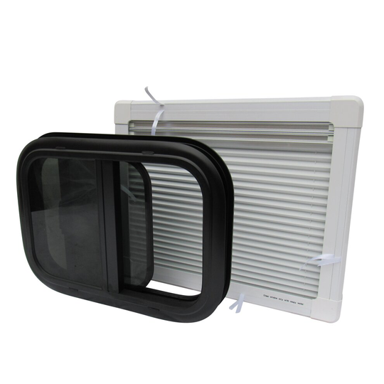 Replacement Caravan Window with Blind 800 x 450mm (Campervan Motorhome RV Horsebox Sliding)