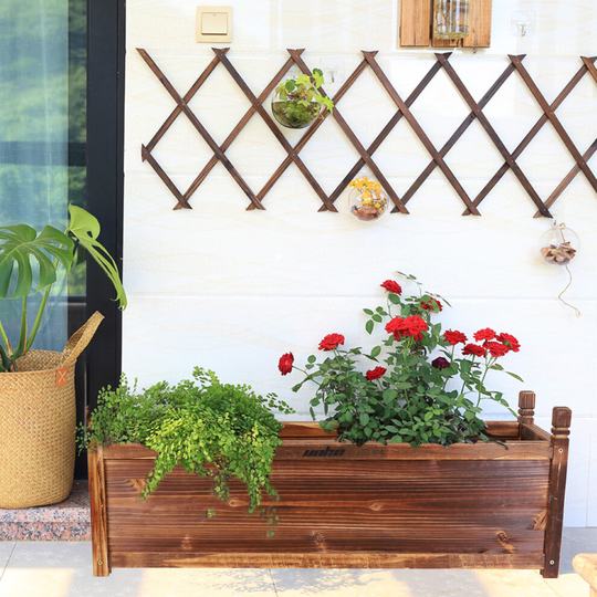 Wood Planter Box Outdoor Garden Rectangular Planter Flowers Box