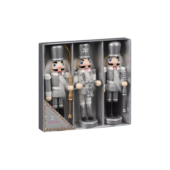 Wooden,Fabric Nutcracker Men Box Christmas Tree Decoration Xmas-Silver