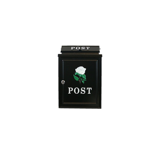 (White) DWD Vintage Decor Post Mail Letter Box with Rose