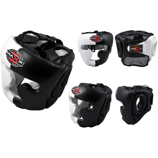 (Large) Maxx Headguard MMA Training Boxing Leather Helmet