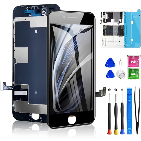 iPhone SE 2020 2nd Generation Screen Replacement Black, Full Assembly LCD Touch Digitizer with Repair Tools for A2275, A2298, A2296