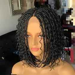 Braid Wig European and American Wig Women's Short Curly Hair Mechanism Elastic Mesh Chemical Fiber Headband Box Braid Wig Lightinthebox