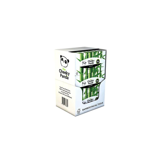 The Cheeky Panda 100% Plastic Free Bamboo Facial Tissue Flat Box, Pack of 12, Total 960 Tissues