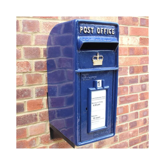 (Blue) Scottish Post Box Cast Iron Wall Mounted Lockable