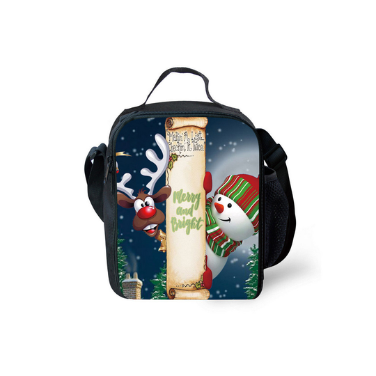 (Pattern 02) Christmas Lunch Bags Thermal Insulated School