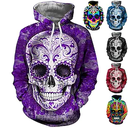 Inspired by Sugar Skull Mexican Hoodie Cartoon Manga Anime Front Pocket Graphic Hoodie For Men's Women's Unisex Adults' 3D Print 100% Polyester Casual Daily Lightinthebox