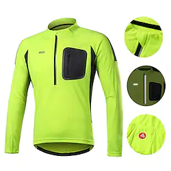 Arsuxeo Men's Cycling Jersey Long Sleeve Bike Jersey with 3 Rear Pockets Mountain Bike MTB Breathable Quick Dry Reflective Strips Back Pocket Dark Grey Dark Pink Green Polyester Sports Clothing Lightinthebox