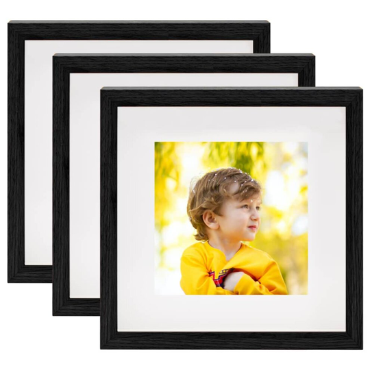 vidaXL 3x 3D Box Photo Frames Black 23x23 cm Home Decor Picture Poster Fame