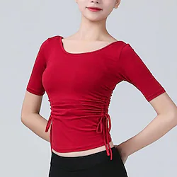Ballroom Dance Activewear Top Cinch Cord Solid Women's Training Performance Half Sleeve Modal Lightinthebox