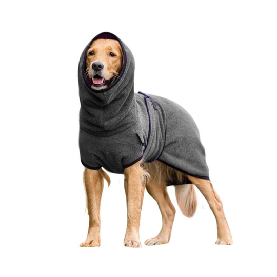 (Dark Grey, L) Pet Dog Towelling Quick Drying Robe Coat Jacket Puppy Apparel Clothes Sleepwear