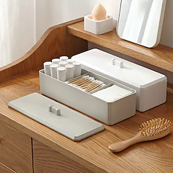 Separated Cosmetic Storage Box Desktop Organizers Sundries Storage Container Dustproof Cotton Swabs Boxes Jewelry Organizer Lightinthebox