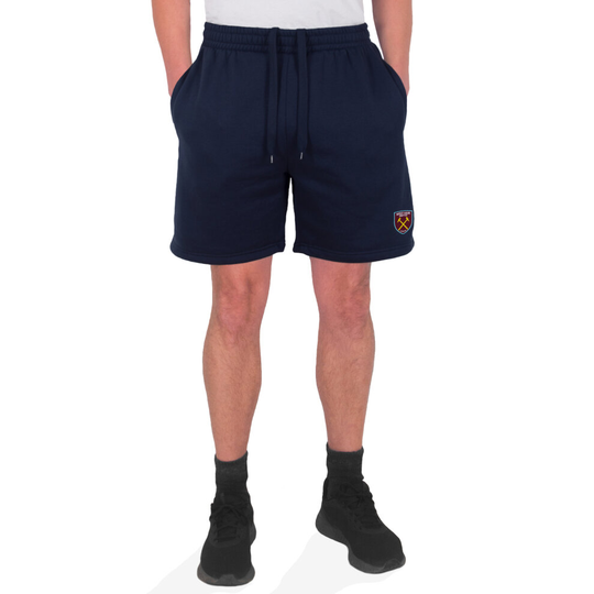 (Navy Blue, 3XL) West Ham United FC Official Football Gift Mens Fleece Jogger Shorts