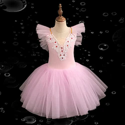Kids' Dancewear Ballet Tutu Dress Dress Rhinestone Lace Embroidery Girls' Training Performance Cap Sleeve High Mesh Spandex Lightinthebox