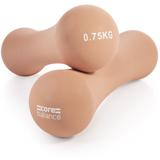 (Peach (2x 0.75kg)) Neoprene Bone Dumbbells Pair (0.5kg to 3kg)
