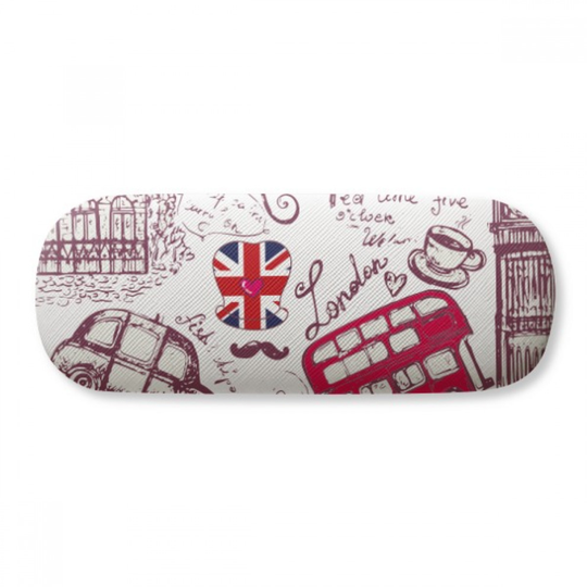 Big Ben Bus England Flag Sketch Illustration Glasses Case Eyeglasses Hard Shell Storage Spectacle Box
