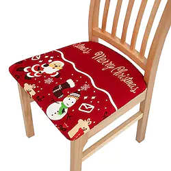 Christmas Chair Seat Covers 1 Piece , Stretch Printed Chair Covers, Removable Washable Dining Upholstered Chair Protector Seat Cushion Slipcovers for Dining Room Office Lightinthebox