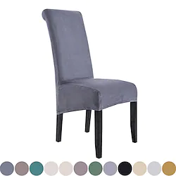 Velvet Plush Suede XL Dining Chair Covers Black, Stretch Chair cover, Spandex High Chairs Protector Covers Seat Slipcover with Elastic Band for Dining Room,Wedding, Ceremony, Banquet Lightinthebox