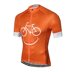 CAWANFLY Men's Cycling Jersey Short Sleeve Bike Tee Tshirt Jersey Top with 3 Rear Pockets Road Bike Cycling Anti-Slip Sunscreen UV Resistant Cycling Black Yellow Orange Polyester Sports Clothing Lightinthebox