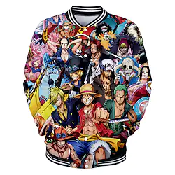 Inspired by One Piece Monkey D. Luffy Outerwear Back To School Anime Harajuku Graphic Kawaii Coat For Men's Women's Couple's Adults' 3D Print Polyster Lightinthebox