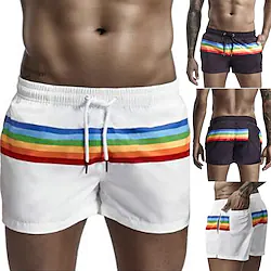 Men's Swim Shorts Swim Trunks Board Shorts Pocket Drawstring Elastic Waist Color Block Comfort Breathable Short Casual Holiday Beach Streetwear Stylish Black White Lightinthebox