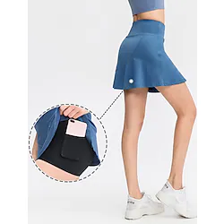 Women's Running Skirt Athletic Skorts 2 in 1 with Phone Pocket Shorts Outdoor Athleisure Spandex Breathable Quick Dry Soft Fitness Gym Workout Performance Sportswear Activewear Solid Colored Navy Lightinthebox