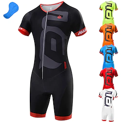 Malciklo Men's Triathlon Tri Suit Short Sleeve White Black Green Geometic British Bike Breathable Quick Dry Coolmax Lycra Sports Patterned Geometic British Clothing Apparel / High Elasticity Lightinthebox