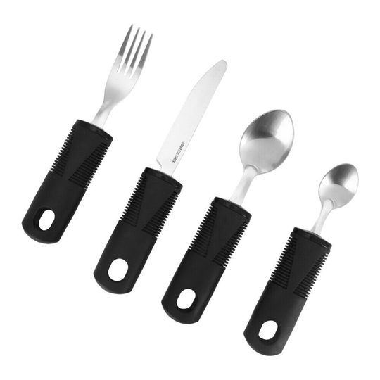 4pcs Cutlery Set Easy Grip Extra Thick Handles Ideal Eating Aid