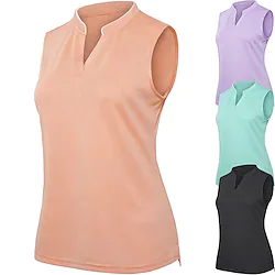 Women's Golf Shirt Tennis Shirt Breathable Quick Dry Moisture Wicking Sleeveless T Shirt Top Solid Color Summer Gym Workout Tennis Golf / Lightweight Lightinthebox
