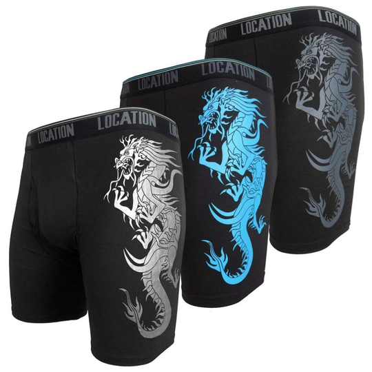 (Challenger 4, XL) Mens Location Boxers 3 Pack Sports Longer Leg Boxer Shorts Adults Underwear