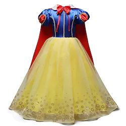 Snow White Fairytale Princess Dress Party Costume Flower Girl Dress Girls' Movie Cosplay Vacation Costume Party RedYellow Dress Christmas Children's Day New Year Polyester Lightinthebox