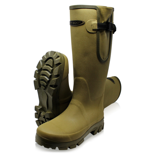 (UK11 EU45, Khaki) Dirt Boot Unisex Neoprene Lined Gamekeeper Wellington Muck Field Gusset Boots Wellies