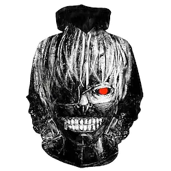 Inspired by Tokyo Ghoul Kaneki Ken Cosplay Costume Hoodie Cartoon 3D Harajuku Graphic Kawaii Hoodie For Men's Women's Adults' Plush Fabric Lightinthebox