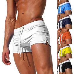 Men's Swim Shorts Swim Trunks Board Shorts Swim Brief Drawstring Elastic Waist Zipper Pocket Solid Color Breathable Quick Dry Short Casual Daily Beach Fashion Classic Style ArmyGreen Green Lightinthebox
