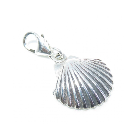 Scallop Shell sterling silver clip on charm .925 x 1 Shells charms