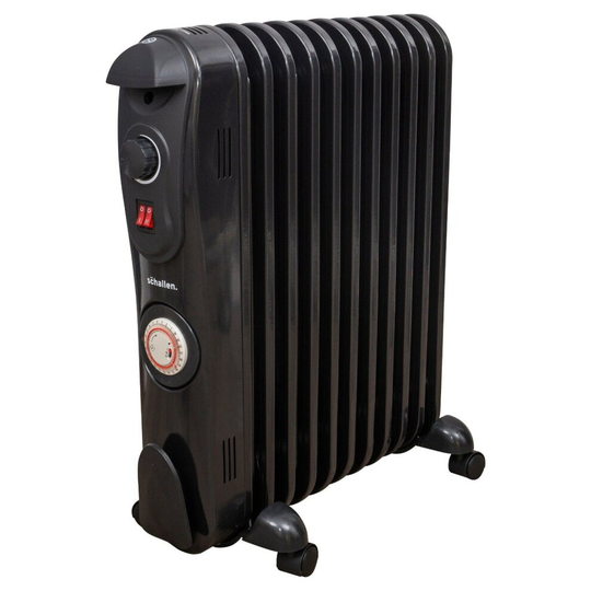 Schallen Oil Filled Radiator 2500W 11 Fin with Thermostat - BLACK