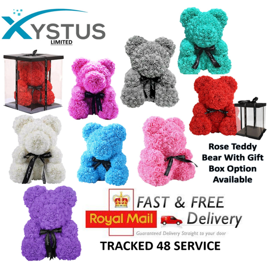 (LED White - With Box 40CM ) ROSE TEDDY BEAR 25CM & 40CM FOAM VALENTINES DAY