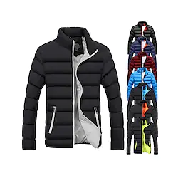 Men's Running Jacket Puffer Jacket Quilted Full Zip Long Sleeve Top Athletic Athleisure Winter Thermal Warm Breathable Moisture Wicking Fitness Running Jogging Sportswear Activewear Solid Colored Lightinthebox