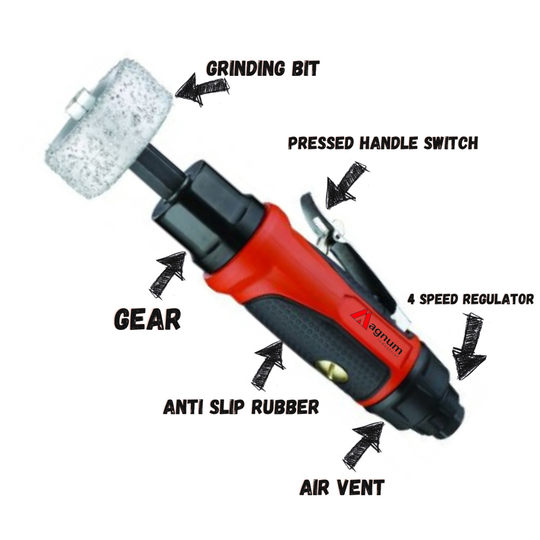 Air Tire Buffer With Buffing Wheel 65mm Adjustable 4 Speed Regulator