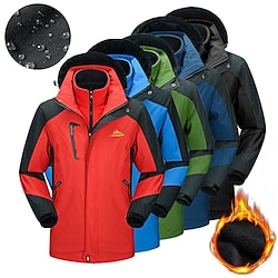 Men's Hiking 3-in-1 Jackets Ski Jacket Waterproof Hiking Jacket Fleece Winter Outdoor Thermal Warm Fleece Lining Waterproof Windproof Outerwear Trench Coat Top Hunting Ski / Snowboard Fishing Big red Lightinthebox
