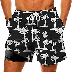 Men's Swim Trunks Swim Shorts Quick Dry Board Shorts Bathing Suit with Pockets Compression Liner Drawstring Swimming Surfing Beach Water Sports Floral Summer Lightinthebox