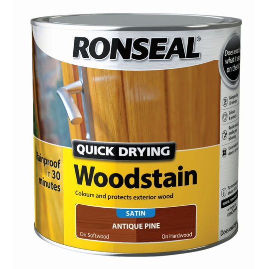 Ronseal 2.5L Woodstain Quick Dry Satin - Antique Pine