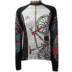 21Grams Women's Cycling Jersey Long Sleeve Bike Top with 3 Rear Pockets Mountain Bike MTB Road Bike Cycling Breathable Quick Dry Moisture Wicking Reflective Strips Grey Graphic Spandex Sports Lightinthebox