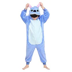 Kid's Kigurumi Pajamas Monster Blue Monster Animal Patchwork Onesie Pajamas Flannel Toison Cosplay For Boys and Girls Christmas Animal Sleepwear Cartoon Festival / Holiday Costumes / Leotard / Onesie Lightinthebox