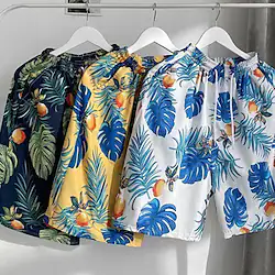 Men's Swim Shorts Swim Trunks Board Shorts Drawstring Elastic Waist Graphic Comfort Breathable Short Casual Holiday Beach Streetwear Stylish White Blue White Lightinthebox