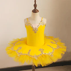 Ballet Dress Lace Sashes / Ribbons Pearls Girls' Training Performance Sleeveless Natural Mesh Sequined Milk Fiber Lightinthebox